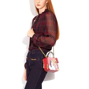 NWT Disney X Coach Square Box Crossbody Bag With Cruella and Dalmatians Motif